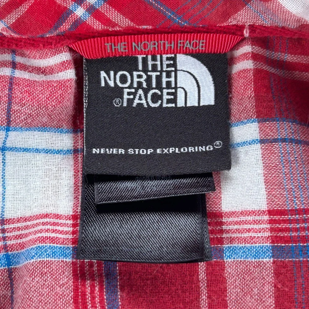 The North Face Plaid Button Up Shirt Mens Large Red Hiking‎ Outdoor Gorpcore